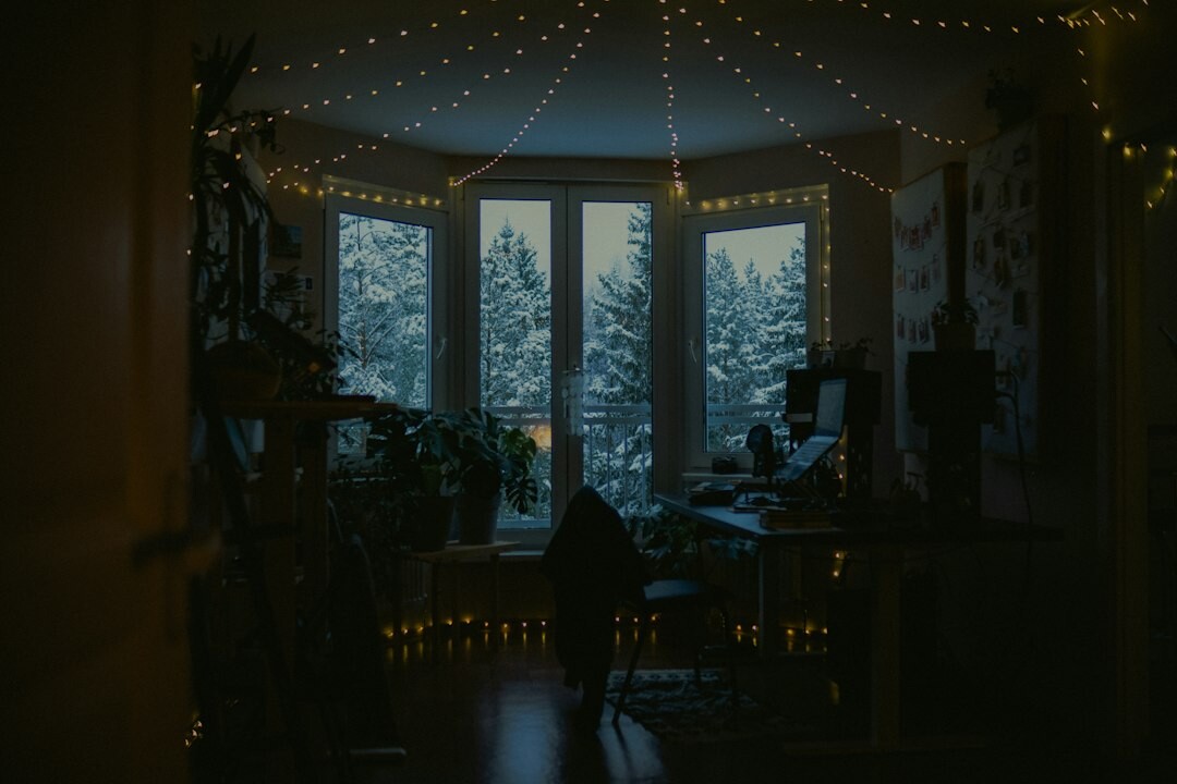 person meditating in quiet room